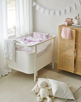 Borganäs Mönstrat Enhörning bomullspåslakanset för spjälsäng rosa 100x130 cm 2 delar