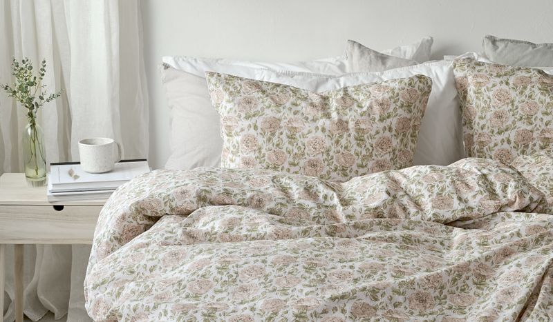 Borganäs Irma Mönstrat bomullspåslakanset rosa 150x210 cm 2 delar