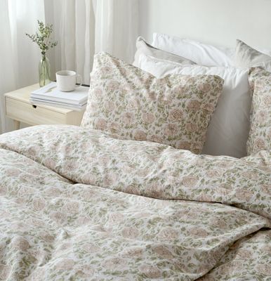 Borganäs Irma Mönstrat bomullspåslakanset rosa 150x210 cm 2 delar