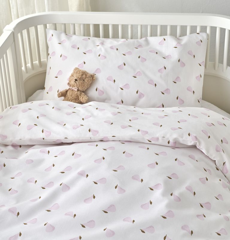 Borganäs Mönstrat Päron bomullspåslakanset för spjälsäng rosa 100x130 cm 2 delar