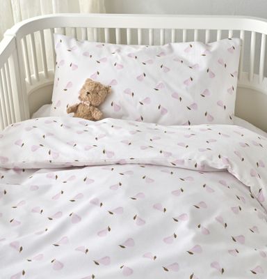 Borganäs Mönstrat Päron bomullspåslakanset för spjälsäng rosa 100x130 cm 2 delar