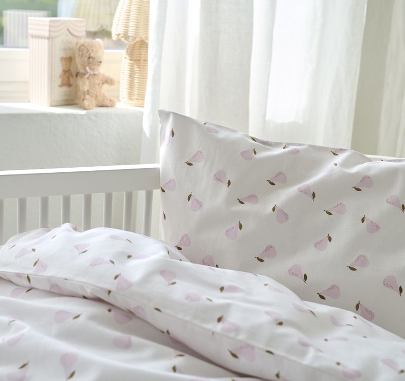 Borganäs Mönstrat Päron bomullspåslakanset för spjälsäng rosa 100x130 cm 2 delar