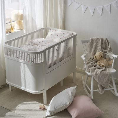 Borganäs Hjärtrud bomull påslakanset för spjälsäng beige 100x130 cm 2 delar