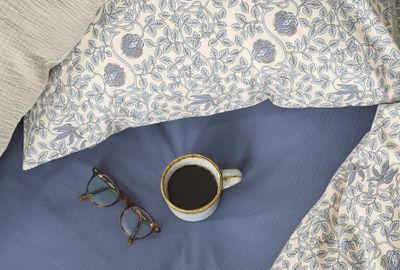 Borganäs Botanique bomullspåslakanset blå 150x210 cm 2 delar
