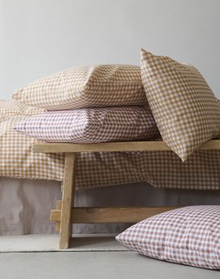 Borganäs Märta bomull påslakanset gul 150x210 cm 2 delar