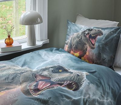 Borganäs Mönstrat Dinosaur bomullspåslakanset multi 150x210 cm 2 delar
