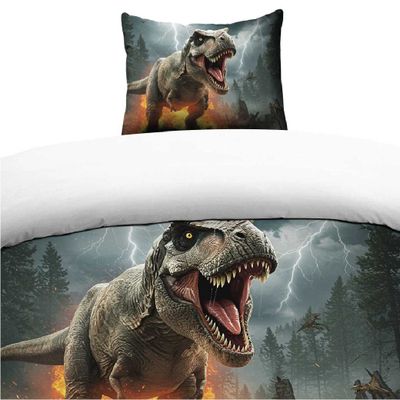 Borganäs Mönstrat Dinosaur bomullspåslakanset multi 150x210 cm 2 delar