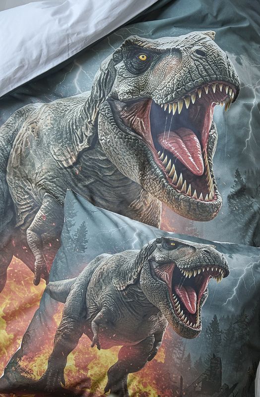 Borganäs Mönstrat Dinosaur bomullspåslakanset multi 150x210 cm 2 delar