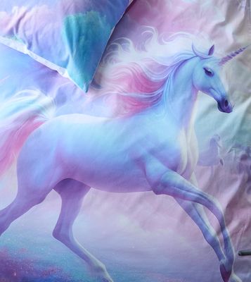 Borganäs Unicorns påslakanset i bomull multi 150x210 cm 2 delar