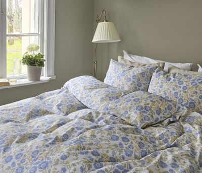 Borganäs Mönstrat Bella bomullspåslakanset blå 150x210 cm 2 delar