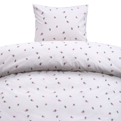 Borganäs Mönstrat Jordgubbsdröm Bomull Påslakanset Röd 150x210 cm 2 delar