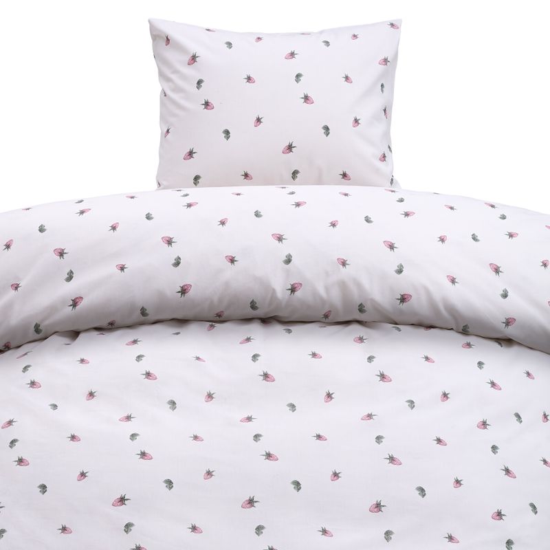 Borganäs Mönstrat Jordgubbsdröm Bomull Påslakanset Röd 150x210 cm 2 delar