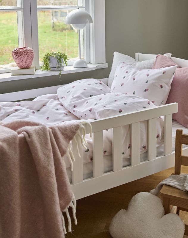 Borganäs Mönstrat Jordgubbsdröm Bomull Påslakanset Röd 150x210 cm 2 delar