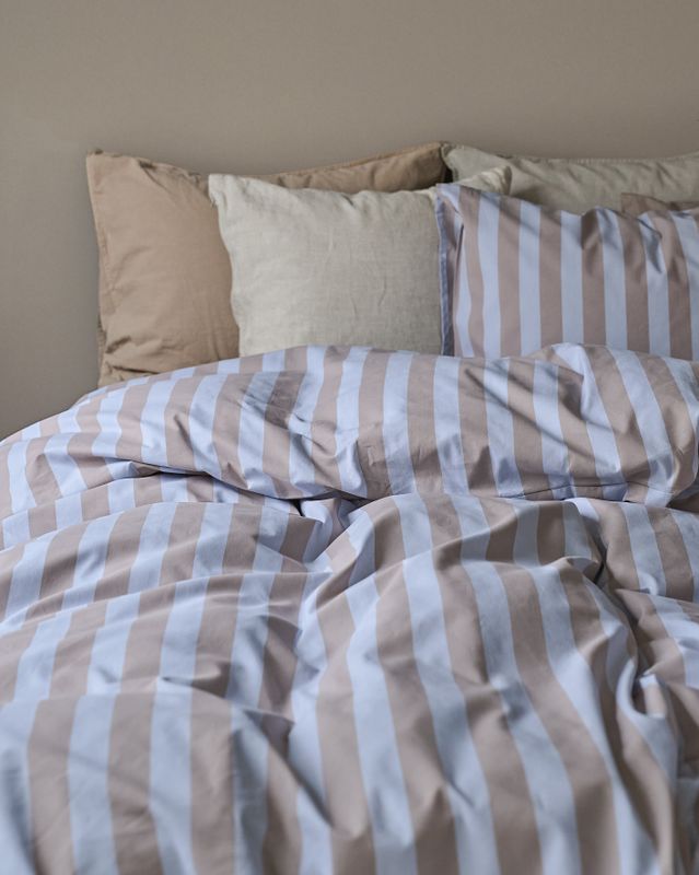 Borganäs Sanna Stripe påslakanset i bomull multi 150x210 cm 2 delar