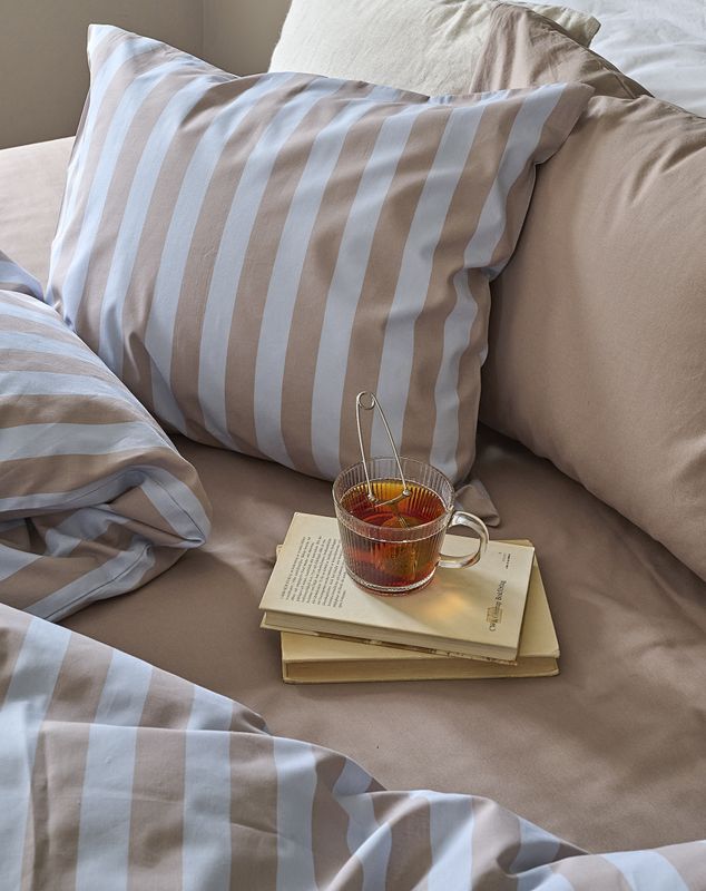 Borganäs Sanna Stripe påslakanset i bomull multi 150x210 cm 2 delar