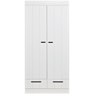 WOOOD CONNECT 2-dörrars Skåp med Lådor - STRIP DOORS Vit