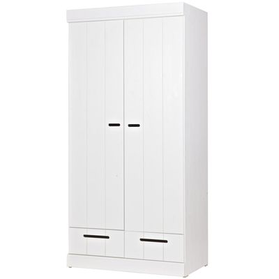 WOOOD CONNECT 2-dörrars Skåp med Lådor - STRIP DOORS Vit