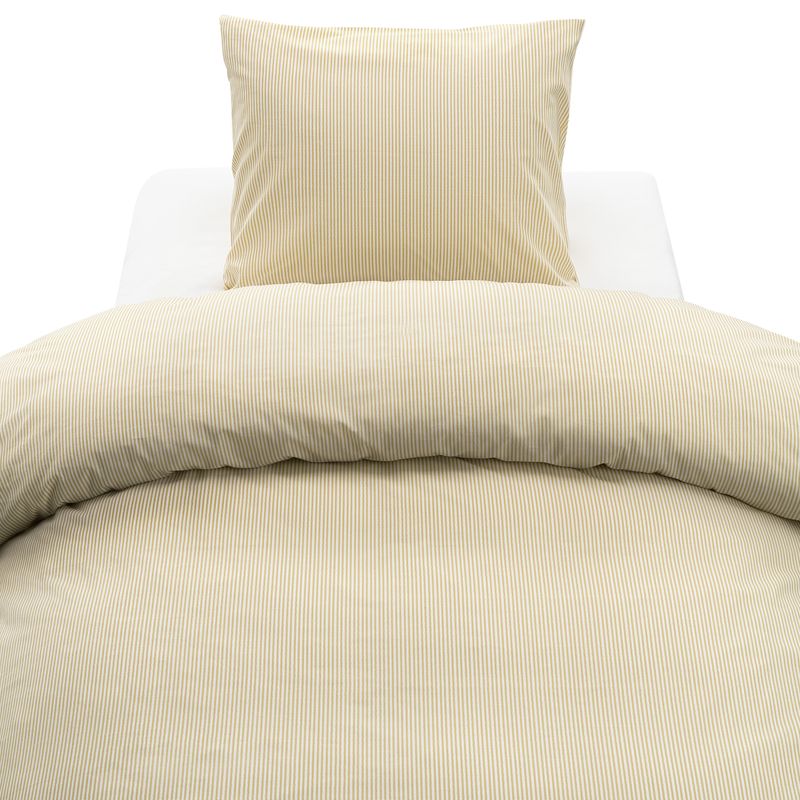 Borganäs Thelma Stripe bomullspåslakanset gul 150x210 cm 2 delar