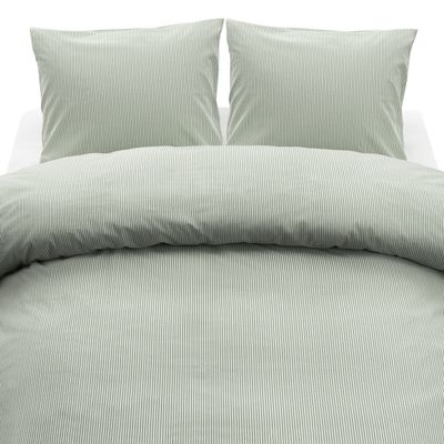 Borganäs Thelma Stripe bomullspåslakanset grön 220x210 cm 3 delar