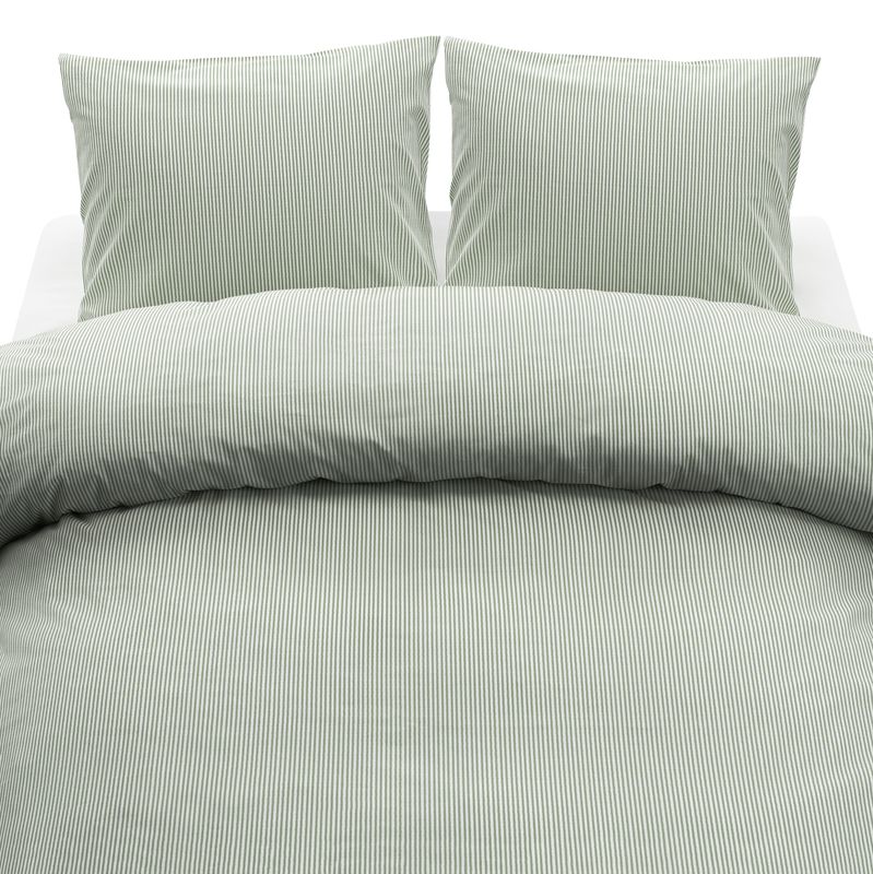 Borganäs Thelma Stripe bomullspåslakanset grön 220x210 cm 3 delar