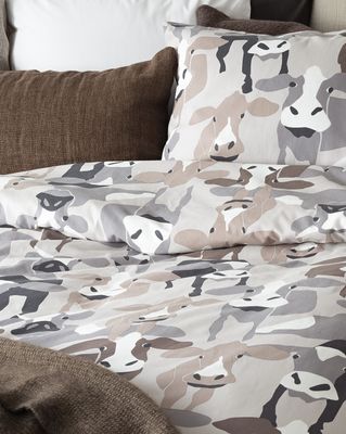 Borganäs Mönstrat Kossor bomullspåslakanset Natur 150x210 cm 2 delar