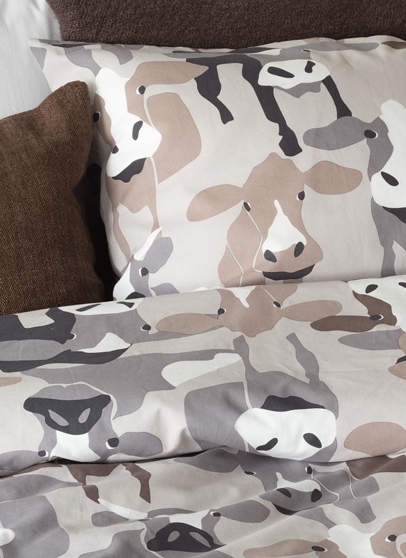 Borganäs Mönstrat Kossor bomullspåslakanset Natur 150x210 cm 2 delar