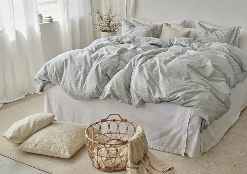 Borganäs Birger Flanell påslakanset grön 150x210 cm 2 delar