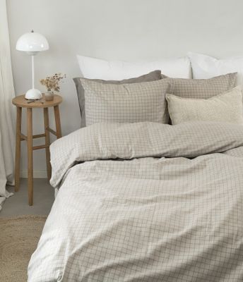 Borganäs Birger Flanell påslakanset Greige 150x210 cm 2 delar