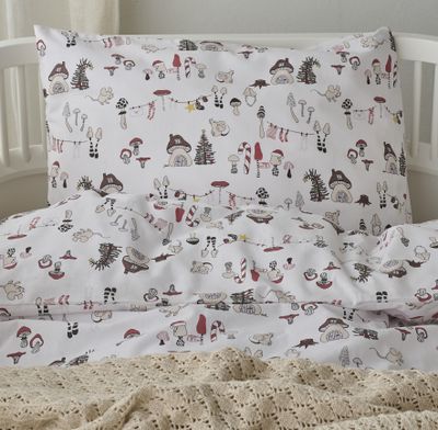 Borganäs Fingal bomull påslakanset för spjälsäng vit 100x130 cm 2 delar