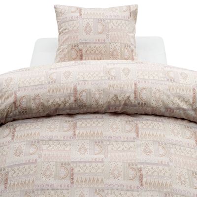 Borganäs Mönstrat Jasmine bomullspåslakanset aprikos 150x210 cm 2 delar