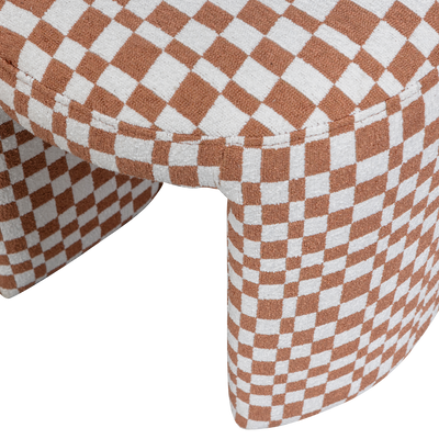 WOOOD CHARLIE Klädd Pall Rutigt Mönster Orange