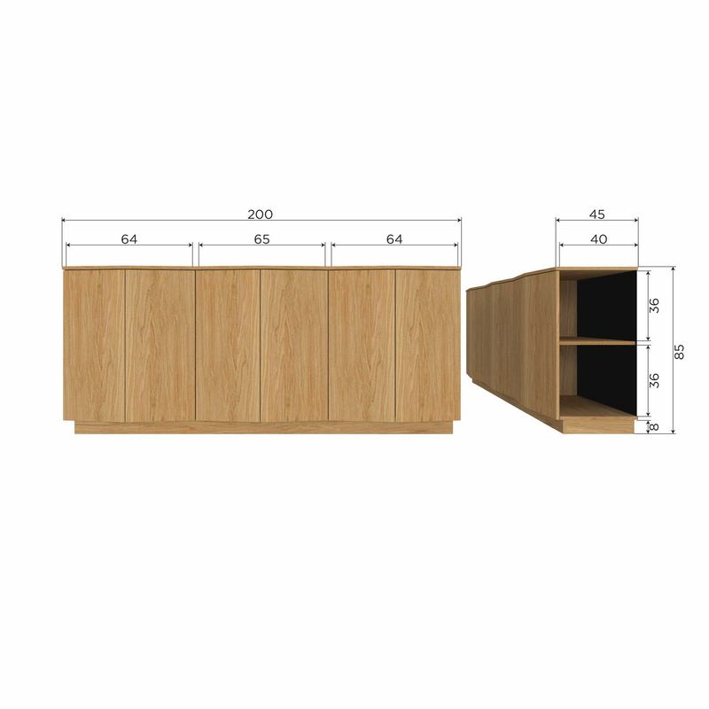 WOOOD ZUMA Sideboard 200 cm Ekfaner Genomskinlig