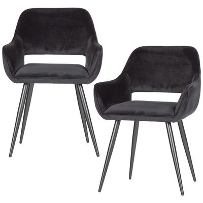 WOOOD JELLE Stol Sammet Svart - 2-pack