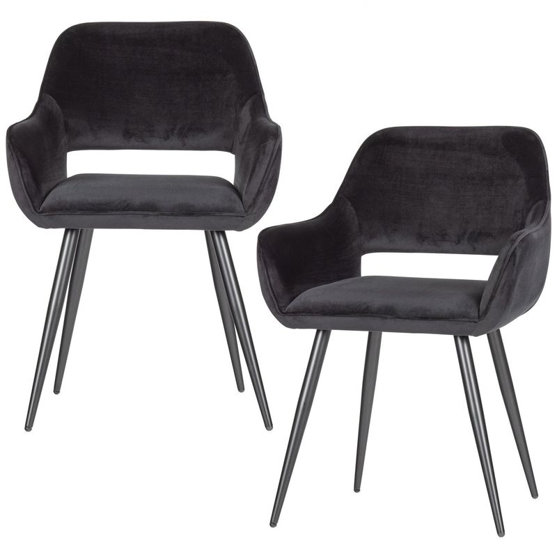 WOOOD JELLE Stol Sammet Svart - 2-pack