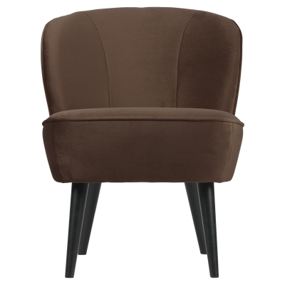 WOOOD SARA Fåtölj Sammet Mörkbrun