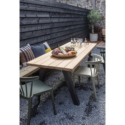 WOOOD TABLO Trädgårdsbord AYOUS Natur med A-Ben Metall Natur/Svart
