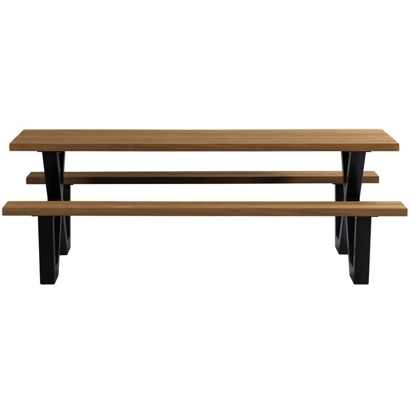WOOOD TABLO Trädgårds PICKNICK Bord AYOUS Svart X-BEN Metall Natur/Svart