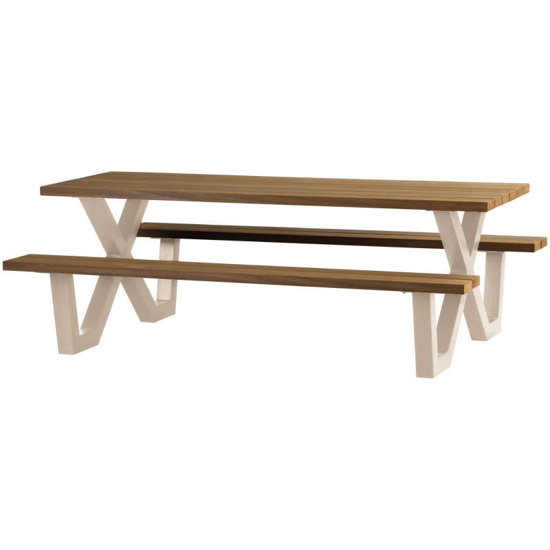 WOOOD TABLO Trädgårds PICKNICK Bord AYOUS Sand X-BEN Metall