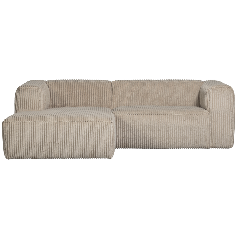 WOOOD BEAN Schäslongsoffa Vänster Ribbad Tyg Travertin