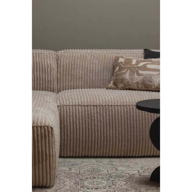 WOOOD BEAN Schäslongsoffa Vänster Ribbad Tyg Travertin