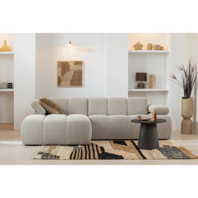 WOOOD MOJO Schäslongsoffa Vänster Bouclé Beige melange
