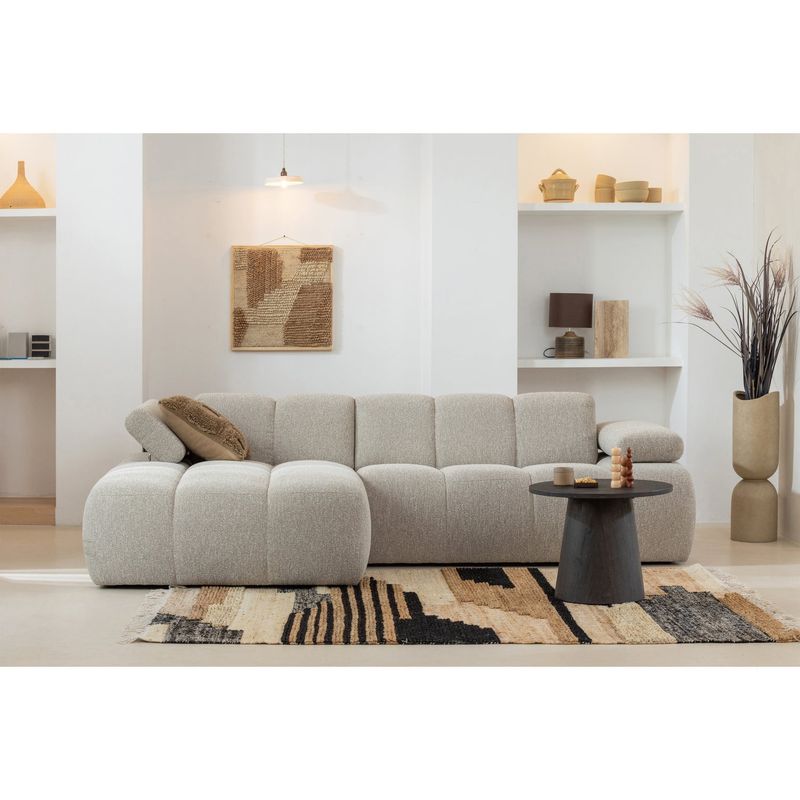 WOOOD MOJO Schäslongsoffa Vänster Bouclé Beige melange