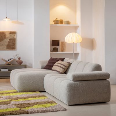 WOOOD MOJO Schäslongsoffa Vänster Bouclé Beige melange