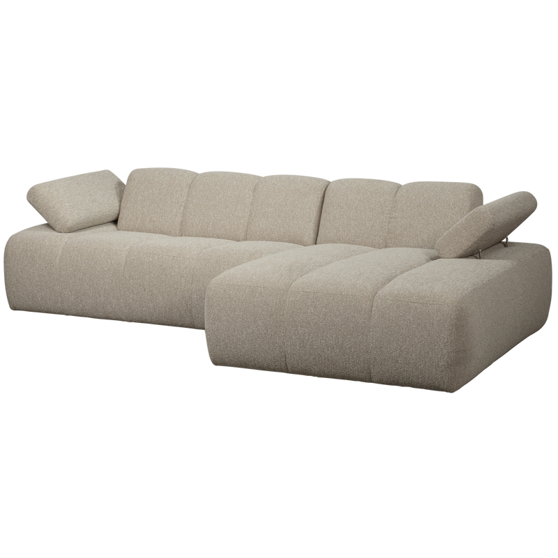 WOOOD MOJO Schäslongsoffa Höger Bouclé Beige melange