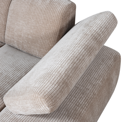 WOOOD MOJO Schäslongsoffa Höger Ribbad Tyg Mörk Sand