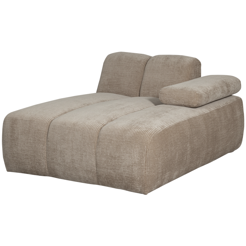 WOOOD MOJO Schäslongsoffa Höger Ribbad Tyg Mörk Sand