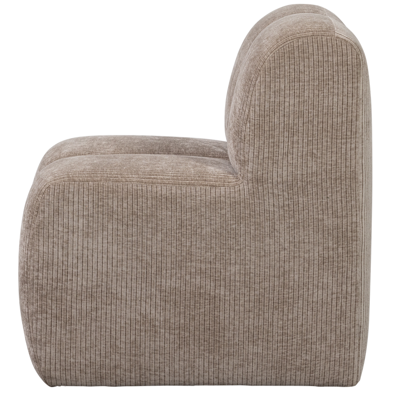 WOOOD Mojo Matbänk 84 cm med Ryggstöd i Ribbat Tyg Mörk Sand