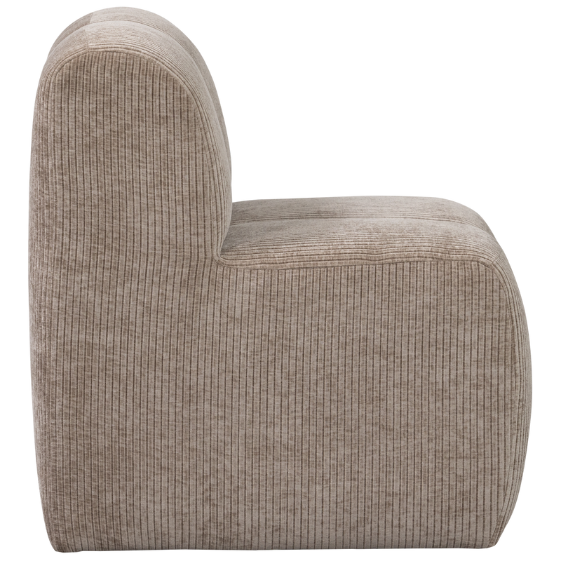 WOOOD Mojo Matbänk 84 cm med Ryggstöd i Ribbat Tyg Mörk Sand