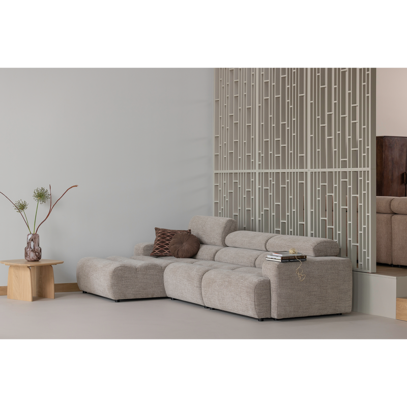 WOOOD NOVI Schäslongsoffa Vänster Naturmelange