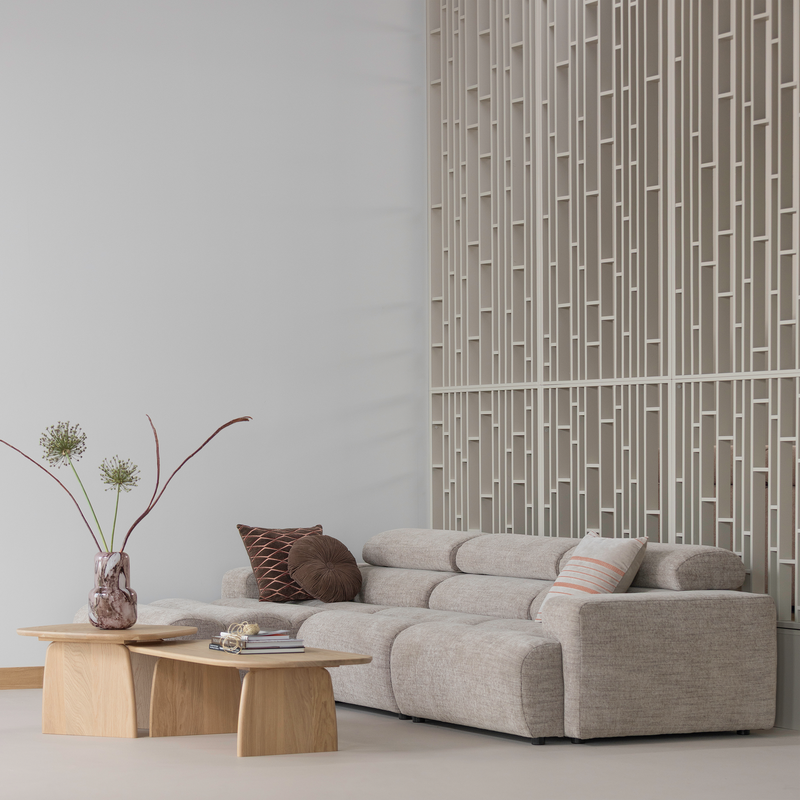 WOOOD NOVI Schäslongsoffa Vänster Naturmelange